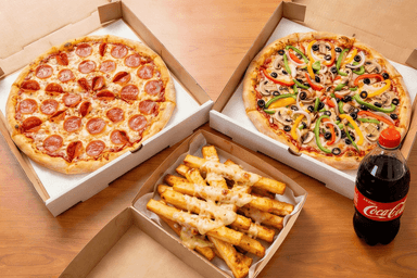 Any 2 Large Pizzas + Any Appetizer + 2 ltr Soda